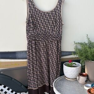 Studio Brown and Black Circle Pattern Midi Dress